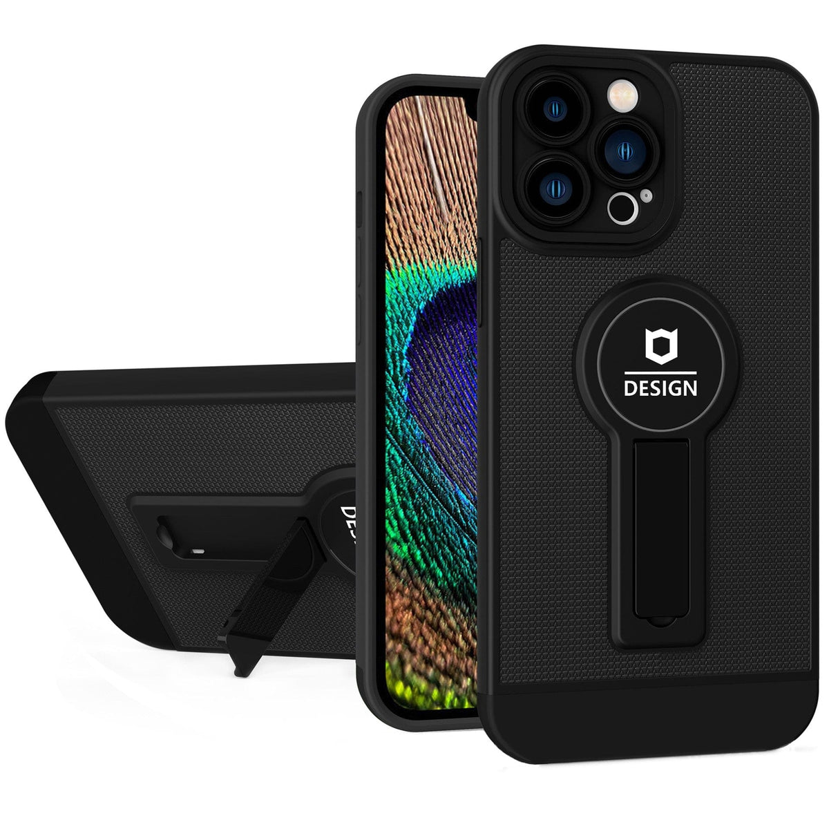 Husa Armor Design cu Stand pentru iPhone 11 Pro Max, Negru, Suport Auto Magnetic, Wireless Charge, Protectie Antisoc