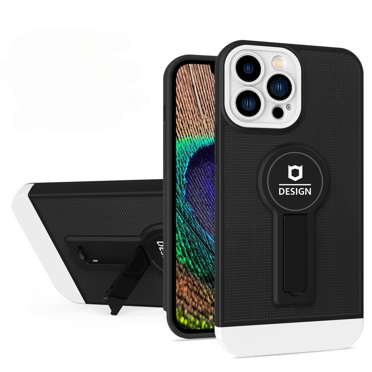 Husa Armor Design cu Stand pentru Apple iPhone X/XS Max, Negru/Alb, Suport Auto Magnetic, Wireless Charge, Protectie Antisoc