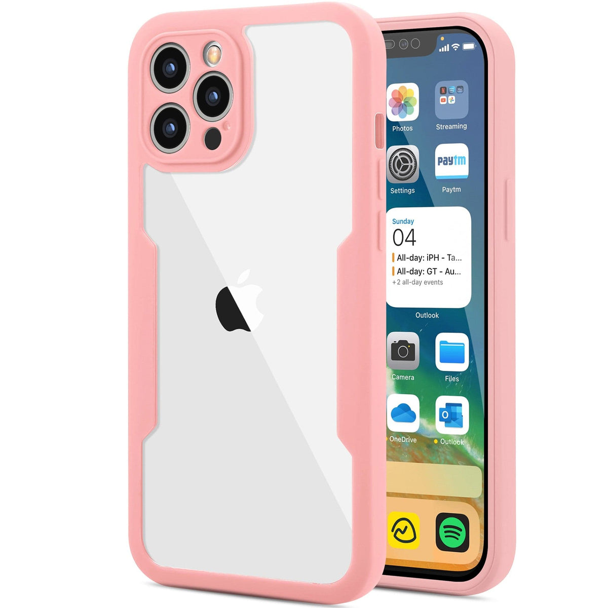 Husa Max Defence pentru iPhone 11 Pro Max 11, Bumper Roz, Fata Dubla Transparenta, Protectie Antisoc Full 360 ( fata, spate, margini )