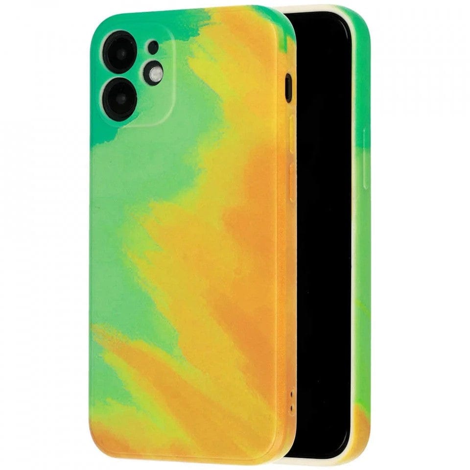 Husa protectie compatibila cu Apple iPhone 12 Mini Tpu Ombre, Verde/Galben